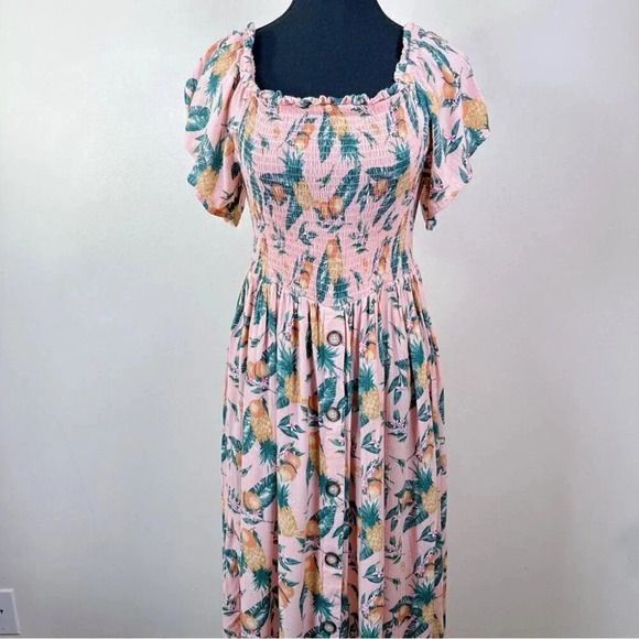 C&C California Womens Size Medium  Floral Mock Summer Dress - Picture 2 of 14